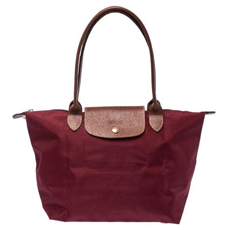 le pliage original l tote bag burgundy - recycled canvas|longchamp le pliage bag.